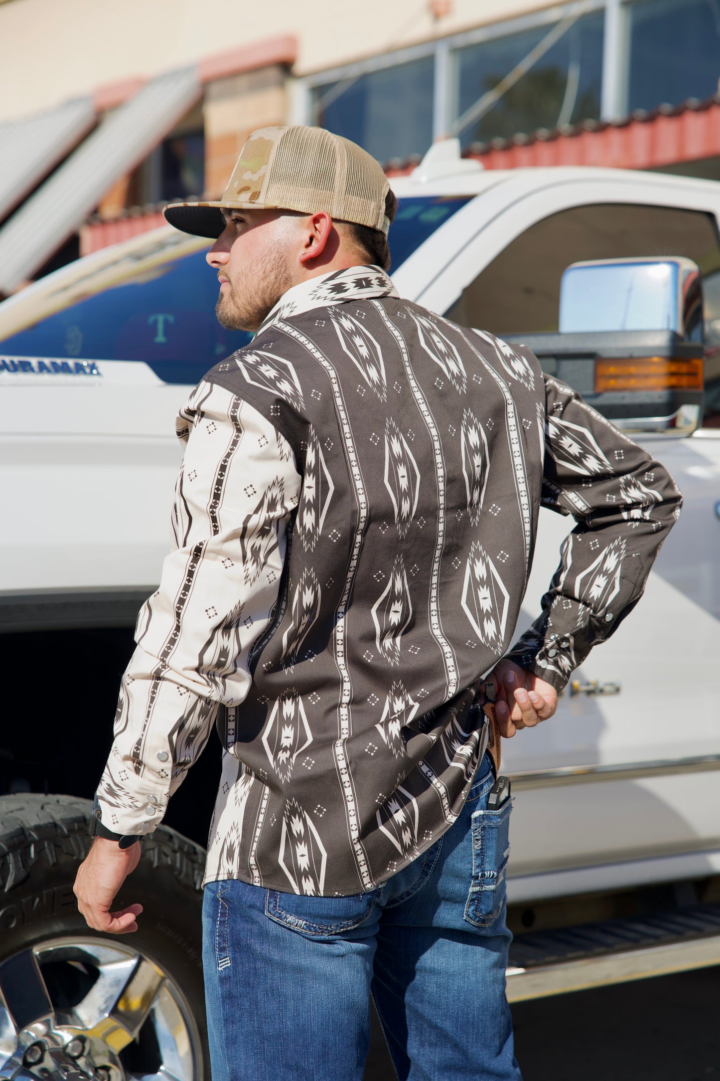 Worhbros FR Black and White Pattern Shirt