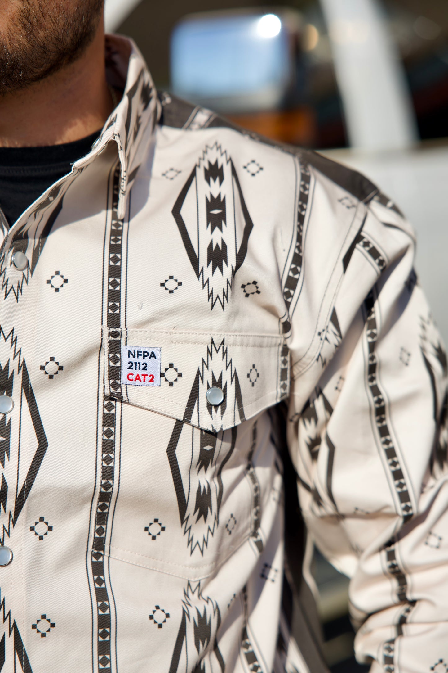 Worhbros FR Black and White Pattern Shirt