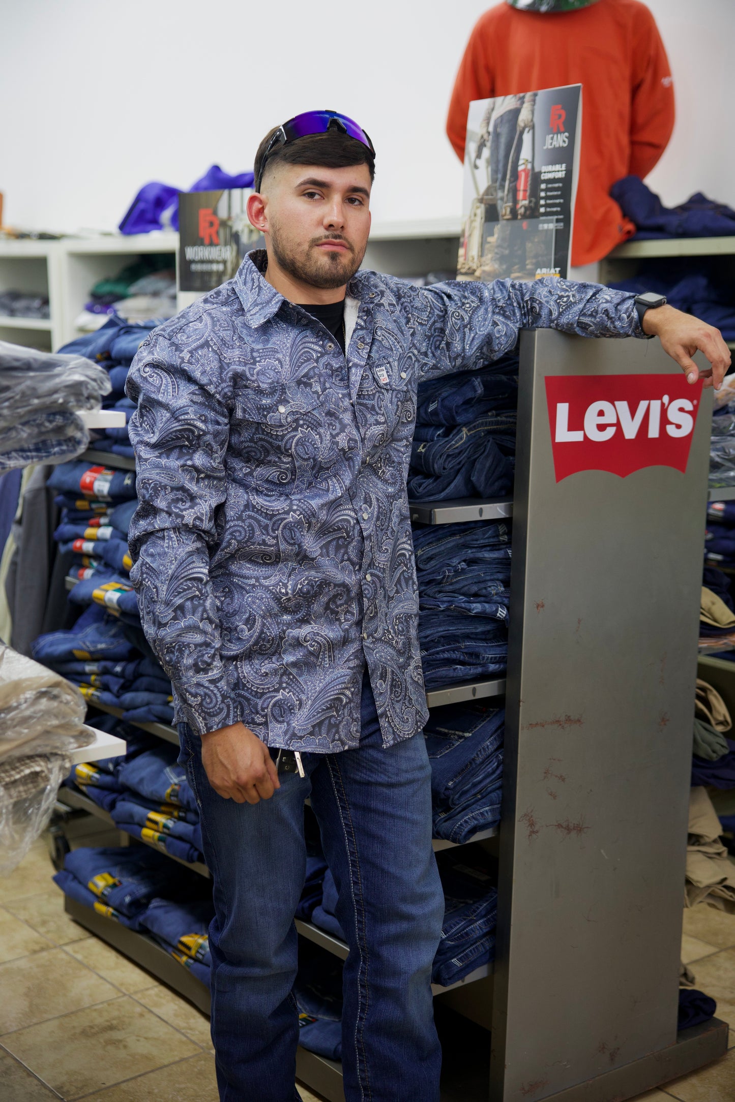 Worhbros FR Navy Pattern Shirt